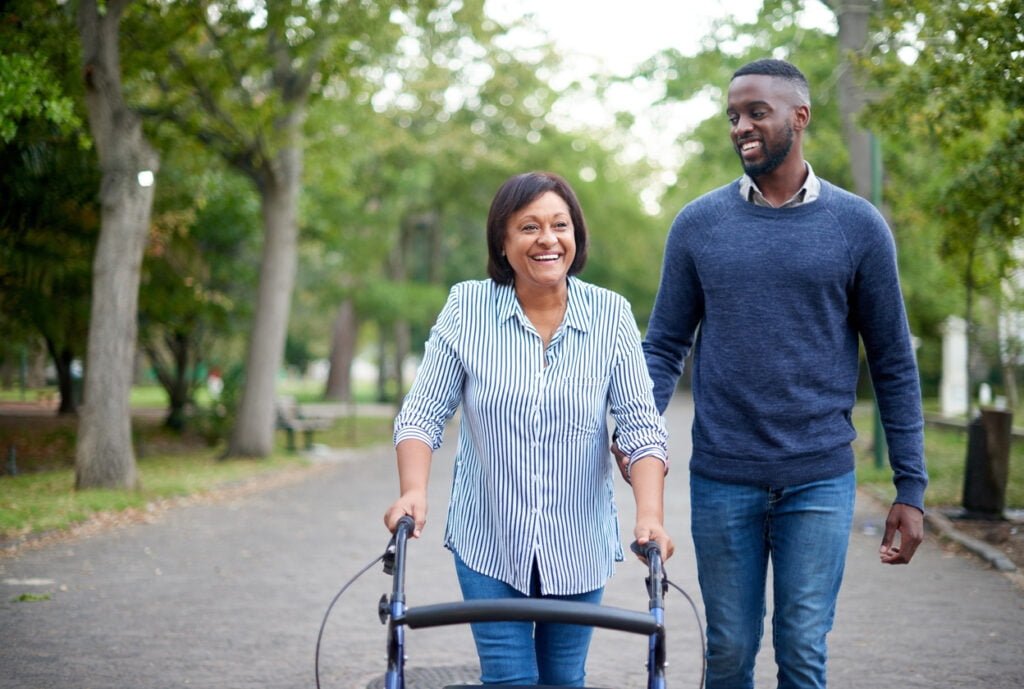 psw helping patient get some exercise