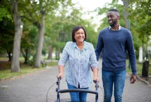 psw helping patient get some exercise